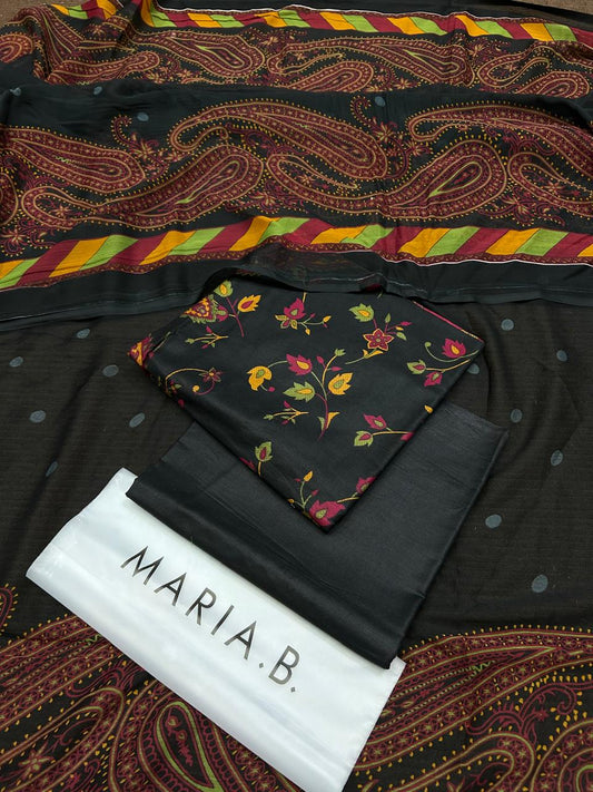 Unstichted Maria B Chiffon Dupata 3 Pc