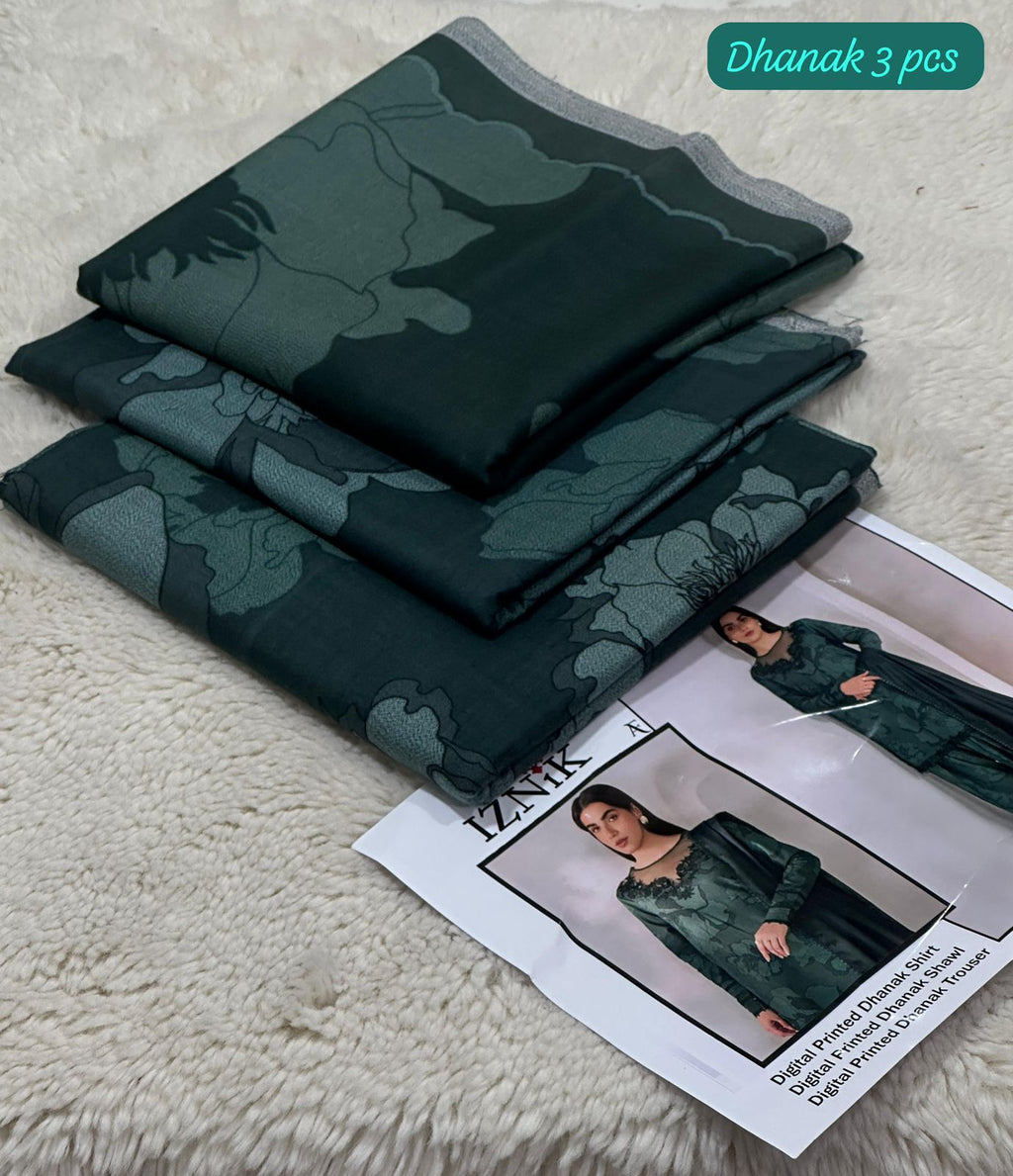 Digital Printed Dhanak 3pc Unstitched D-010