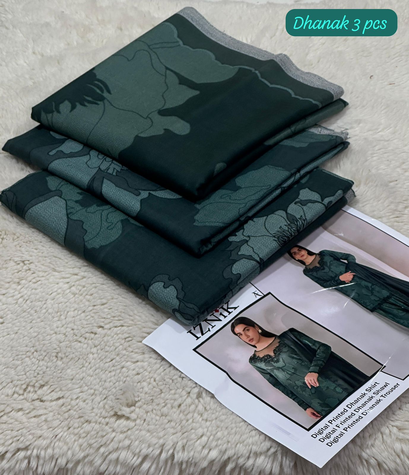 Digital Printed Dhanak 3pc Unstitched D-010