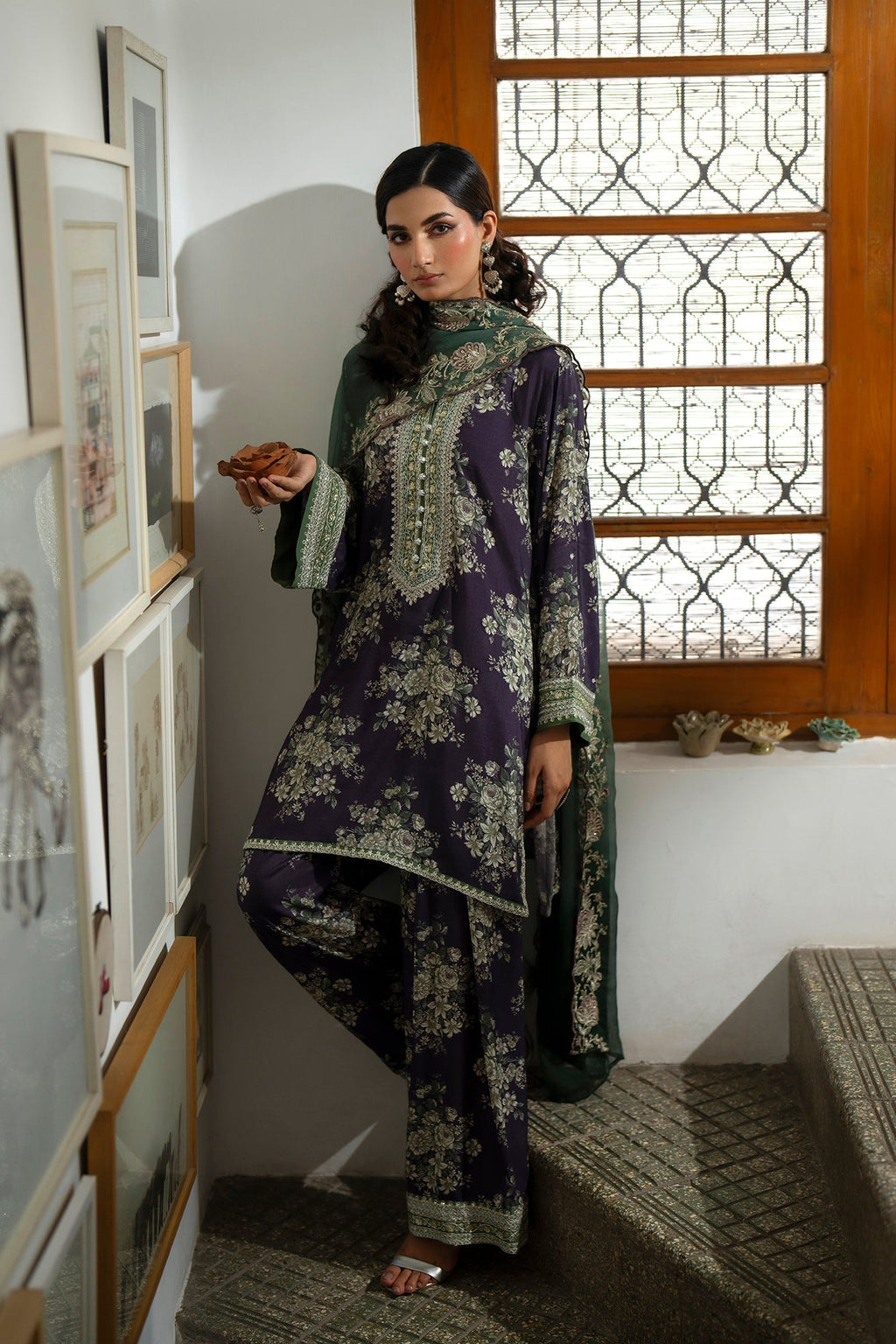 Digital Printed Dhanak 3pc Unstitched D-011
