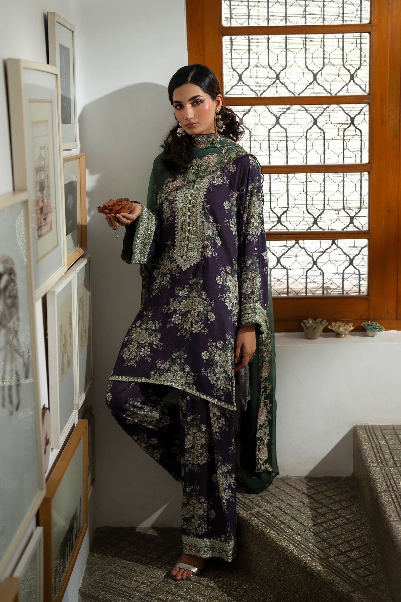 Digital Printed Dhanak 3pc Unstitched D-011