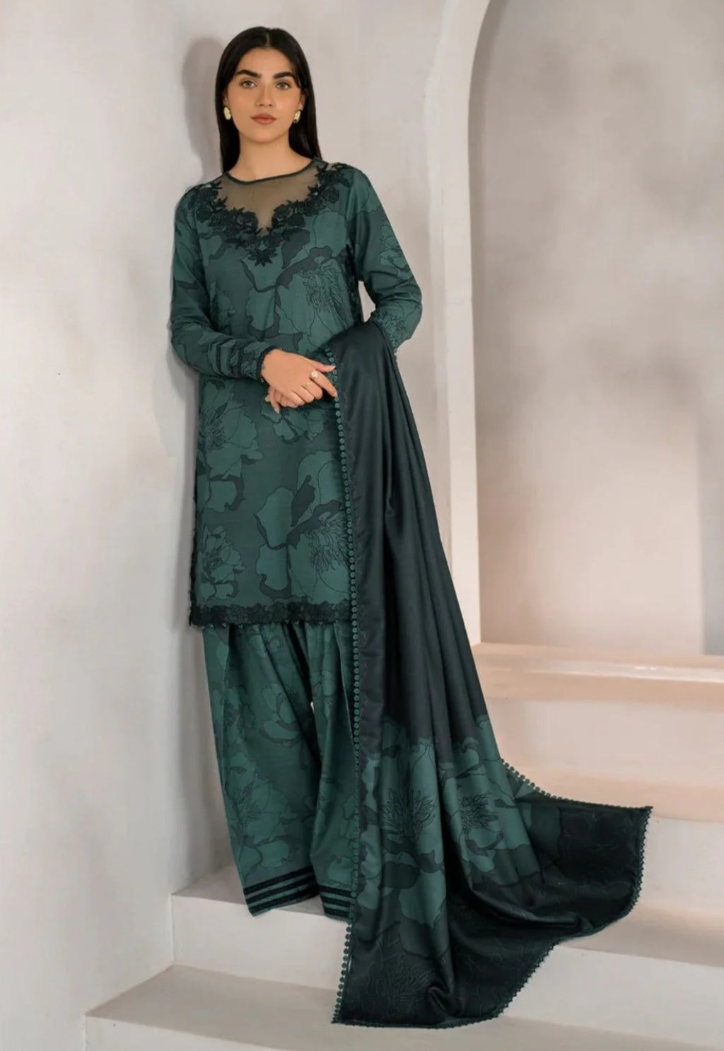 Digital Printed Dhanak 3pc Unstitched D-010