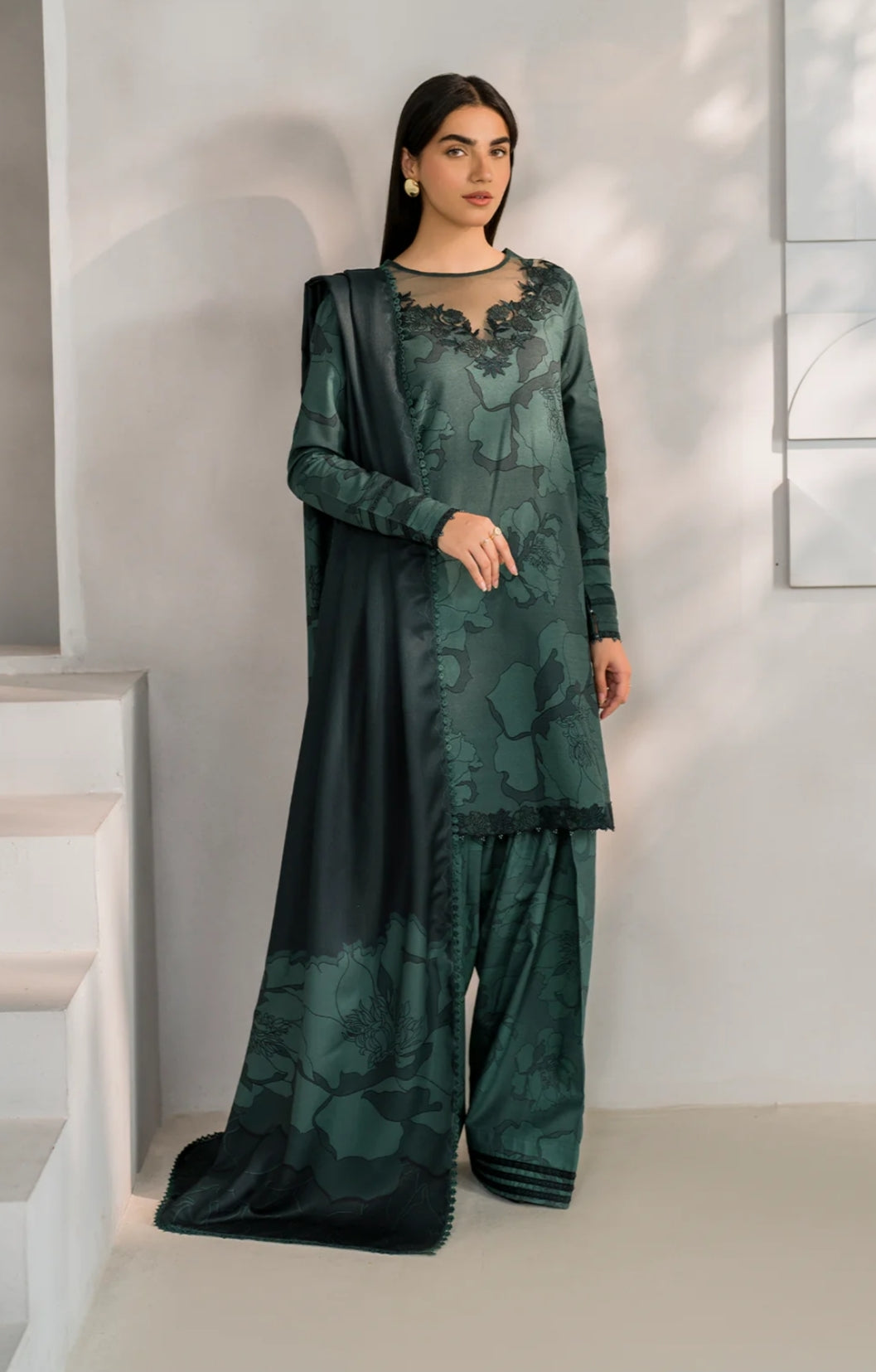 Digital Printed Dhanak 3pc Unstitched D-010