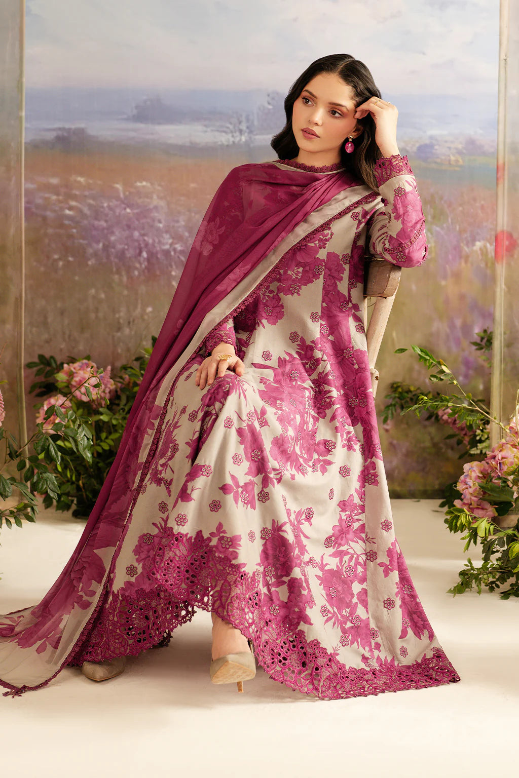 Digital Printed Dhanak 3pc Unstitched D-012
