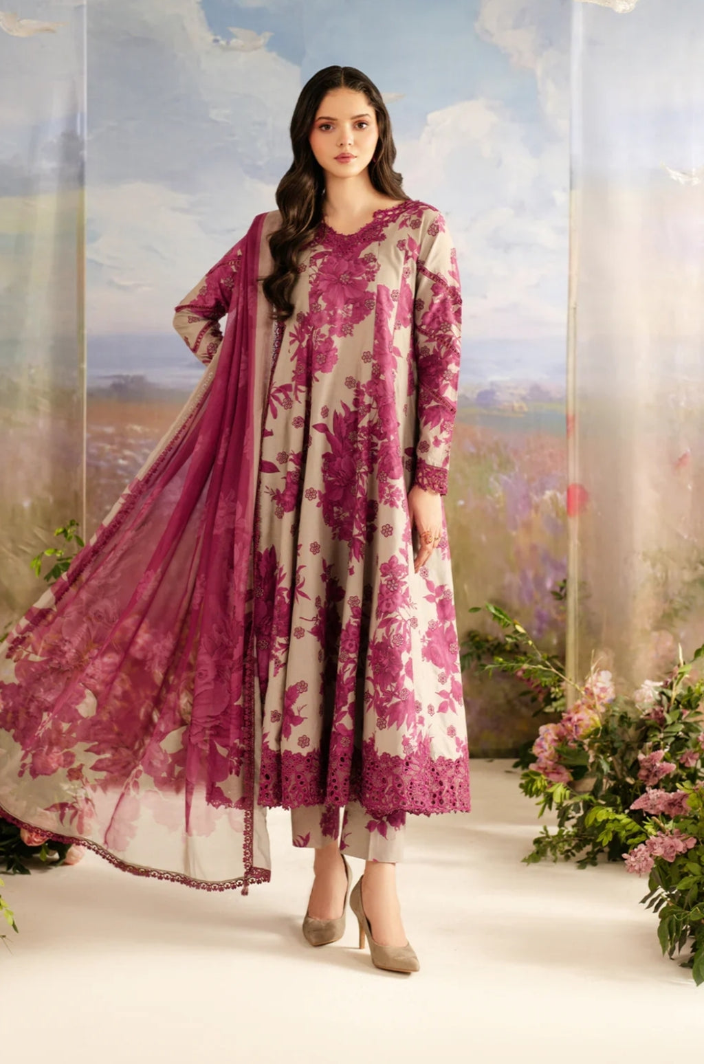 Digital Printed Dhanak 3pc Unstitched D-012