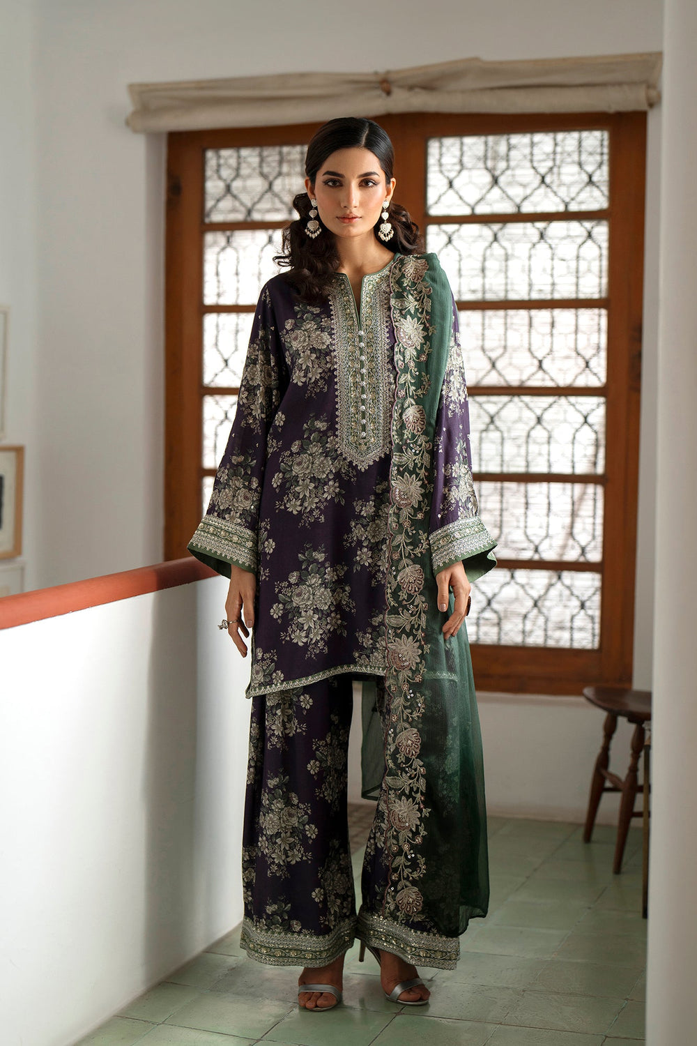Digital Printed Dhanak 3pc Unstitched D-011