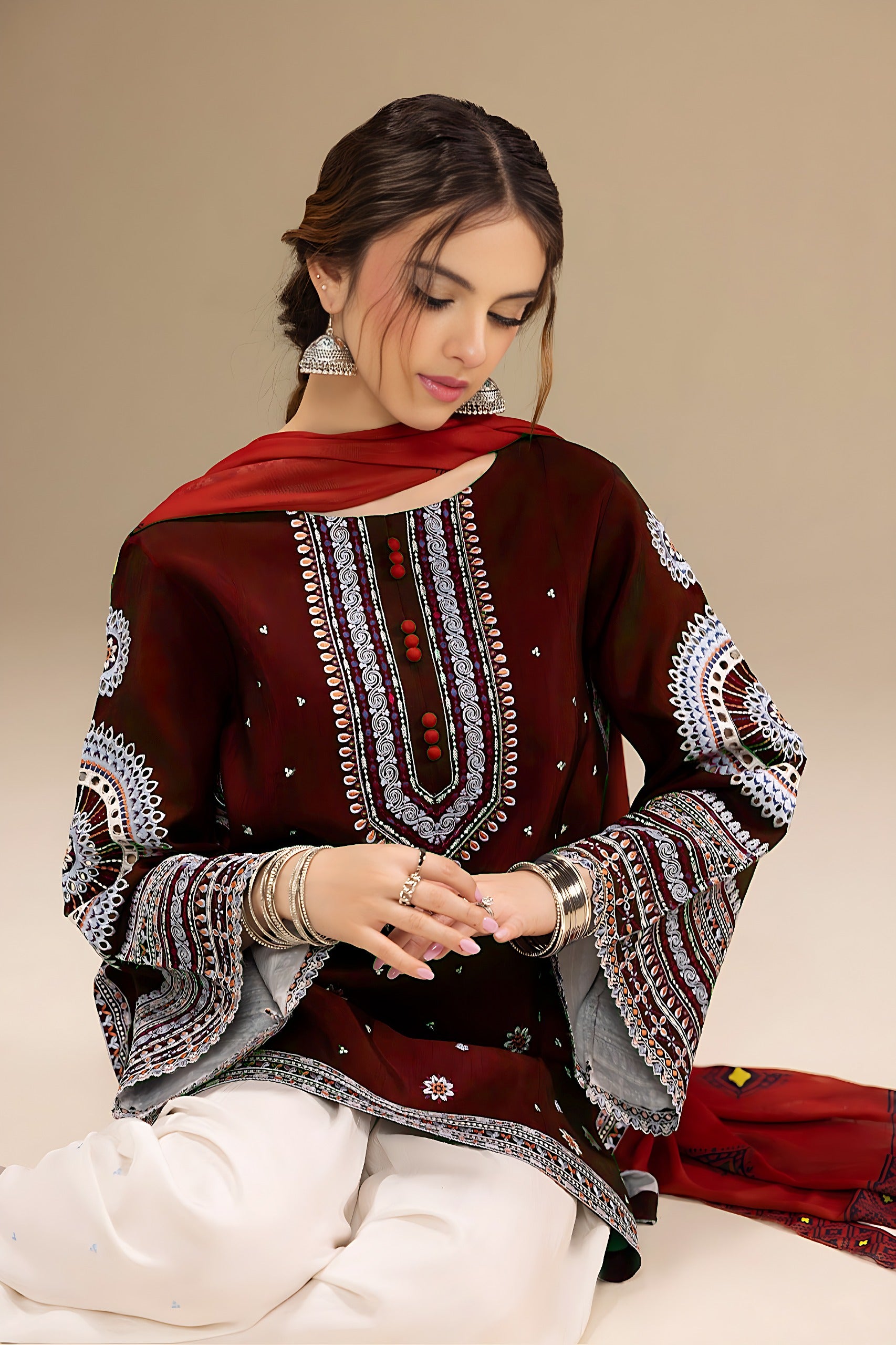 3PC EMBROIDERED SUIT DHANAK ZZ-009