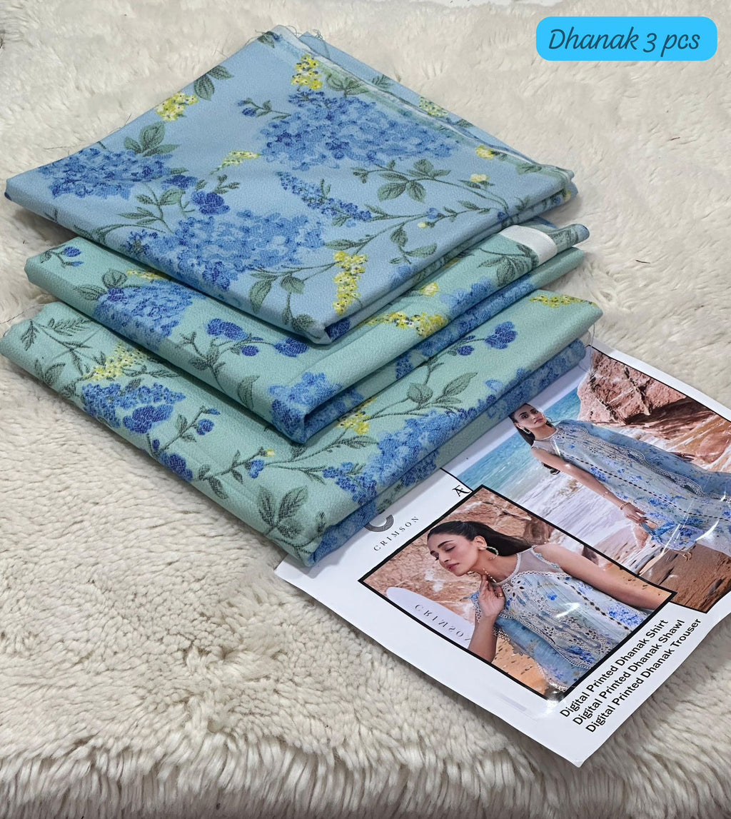 Digital Printed Dhanak 3pc Unstitched D-009