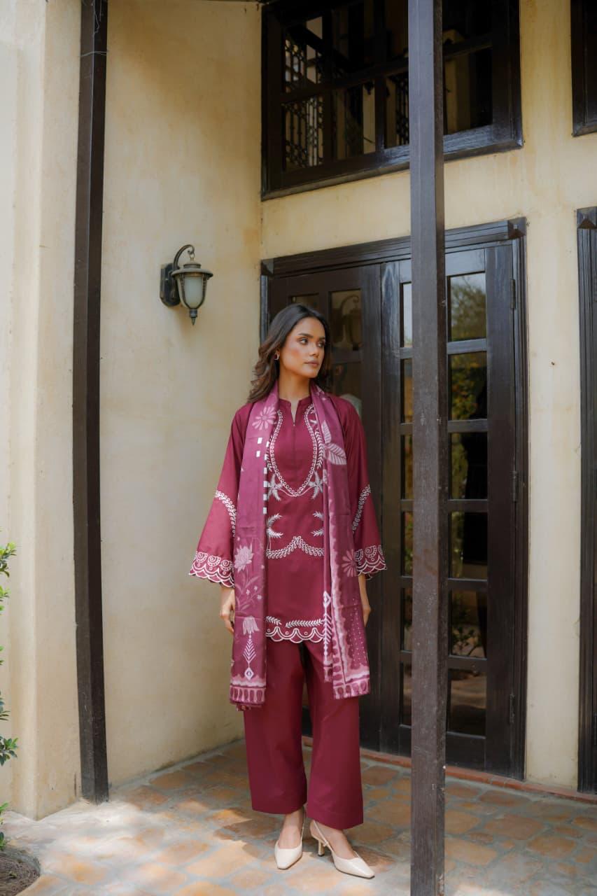 3PC EMBROIDERED SUIT DHANAK ZZ-018
