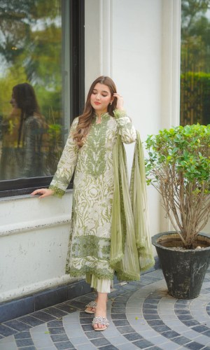 Digital Printed Dhanak 3pc Unstitched D-002